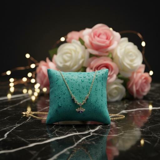 Blue Eye Pendant Chain - Gold